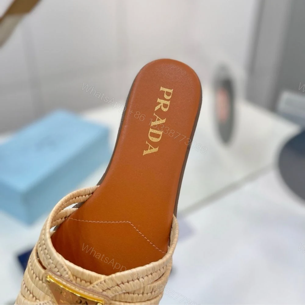 View 7 of Prada Crochet Slides Cognac Brown