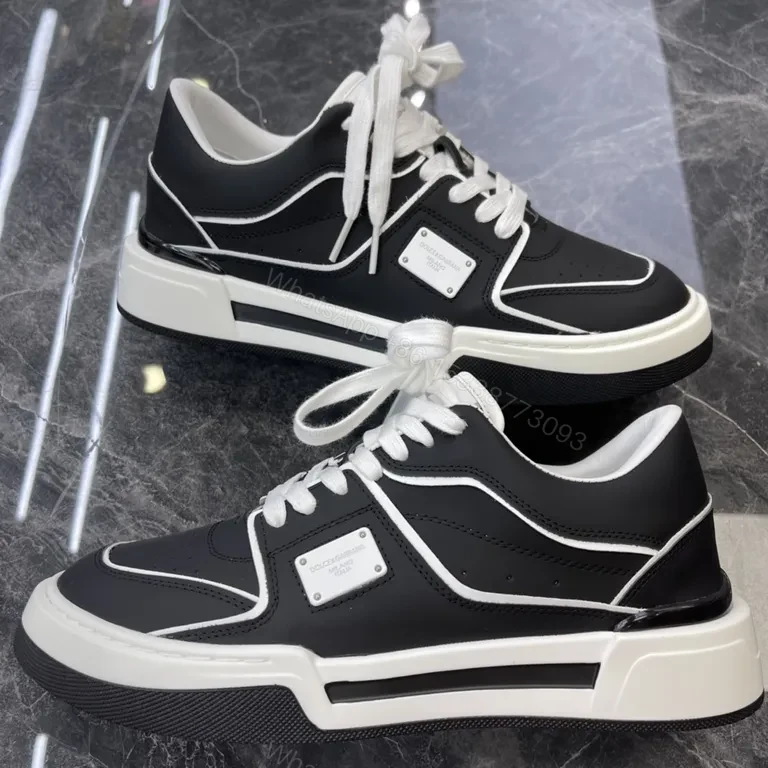 View 9 of Monochrome High-Tops: Italian Leather, Luxe Contrast Sneakers