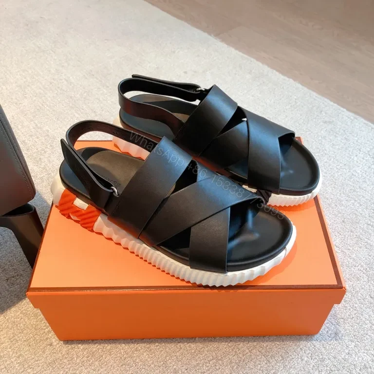 View 4 of Cross-Strap Leather Sandal: Chic Luxury Everyday Sandals