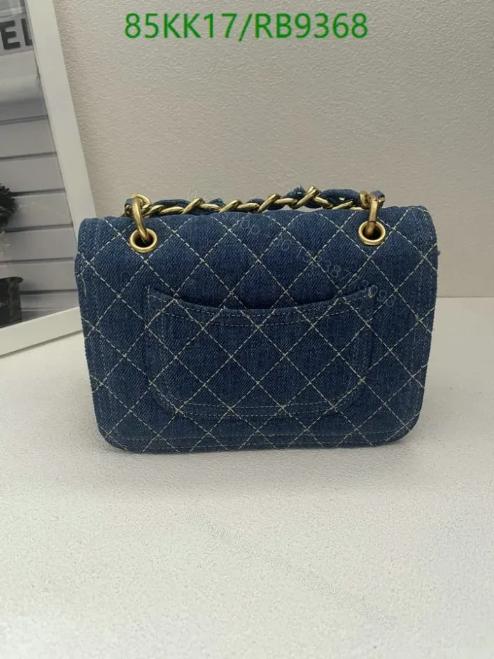 View 8 of Chanel Quilted Denim Black Flap Bag RB93681