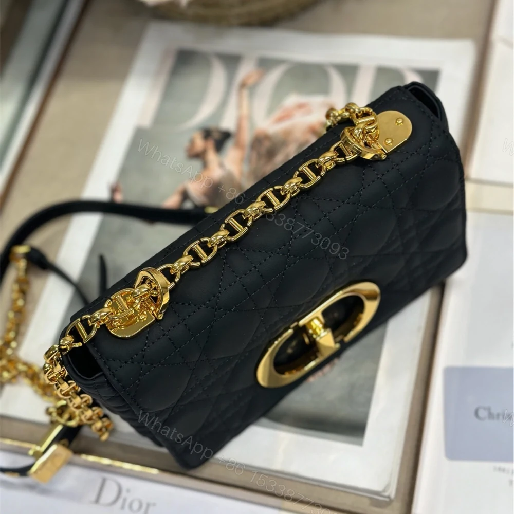 View 3 of 高仿Dior*Caro系列M9240M901小牛皮鏈條包黑金小號免檢版