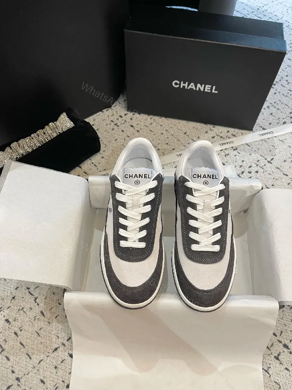 View 4 of Dual-Tone Suede-Textile Sneaker: Luxe Everyday Comfort