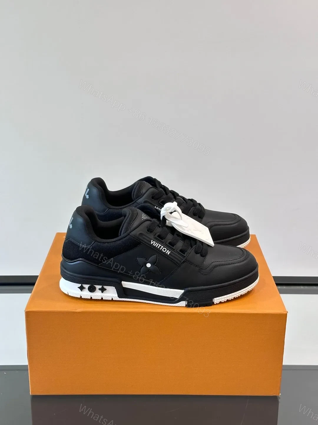 LV Men Black Leather Sneakers — view 1