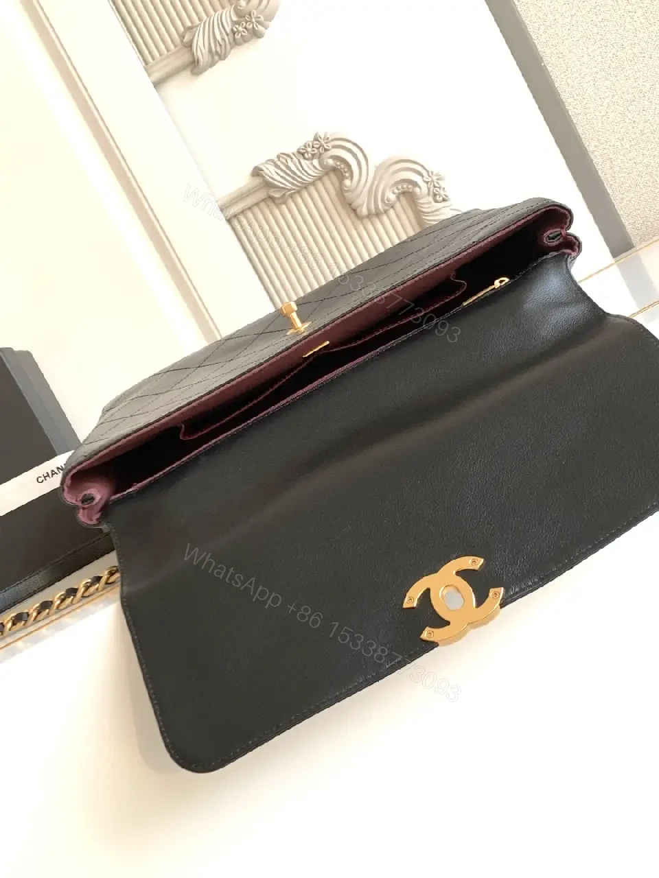 View 4 of Chic Quilted Flap Bag with Gold Hardware, Shoulder Style