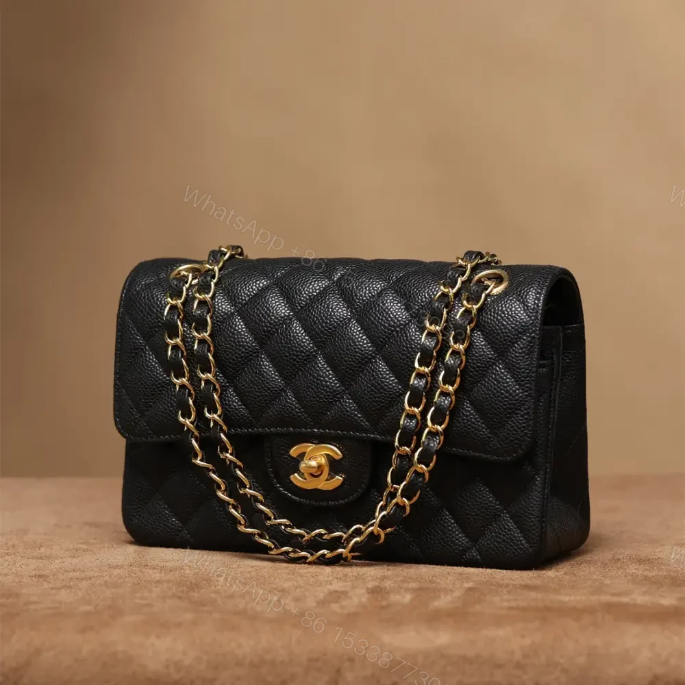View 3 of 高仿Chanel*CF系列魚子醬口蓋包黑金S免檢版