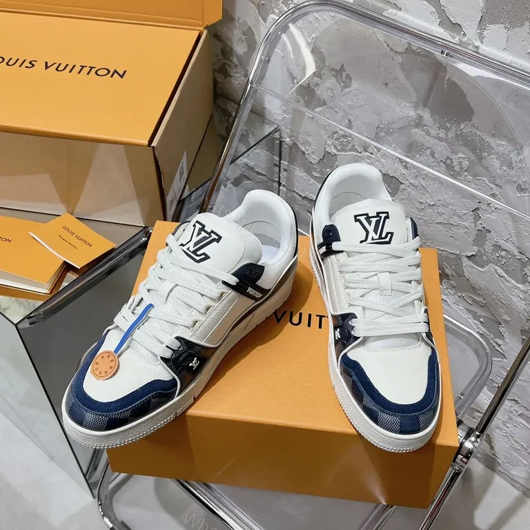 View 8 of Modern LV Monogram Luxe Sneakers - Contrast Panel High-Tops
