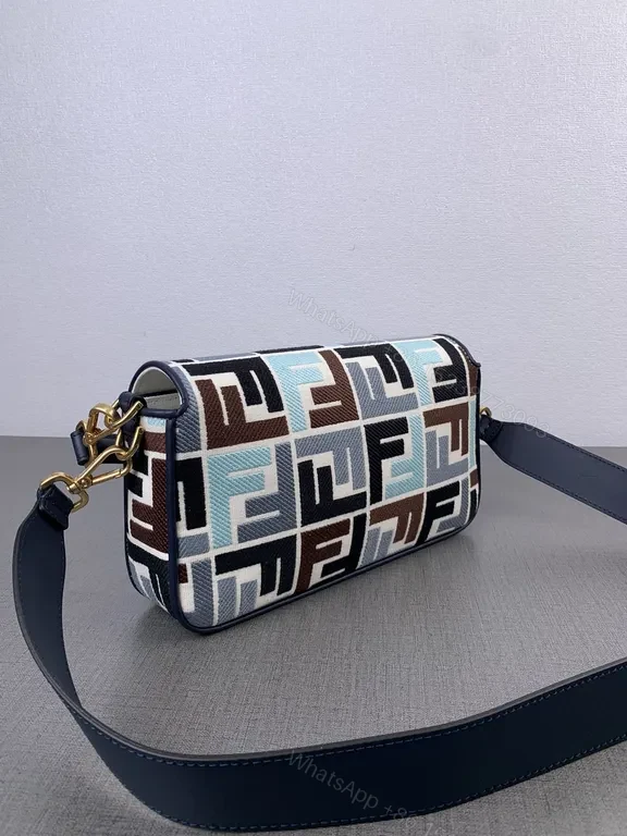 View 4 of Chic Pattern-Block Mini Bag with Luxe Emblem