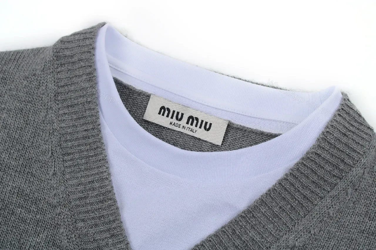 View 5 of Soft-Knit V-Neck Layer: Textured Weave Knit Sweater with Underlayer Contrast