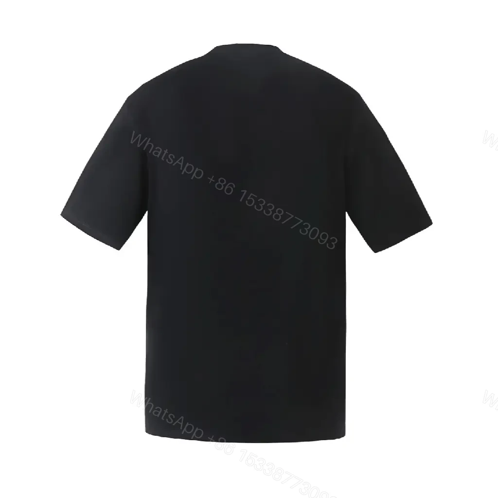View 5 of Minimalist Black Cotton Tee: Logo-Embossed Luxury Top