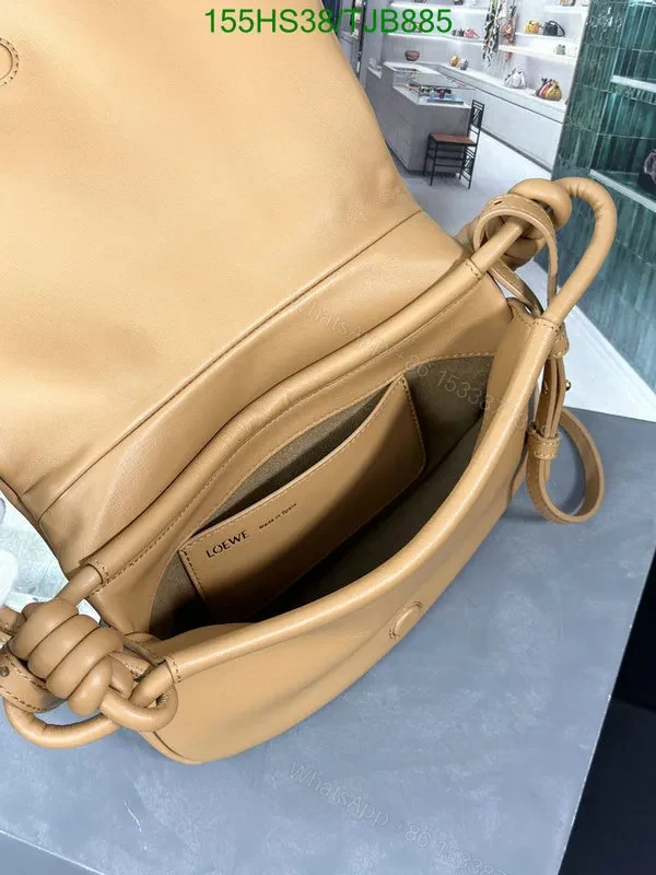 View 18 of Loewe Convertible Leather Shoulder Bag with Dark Khaki Ruched 062138