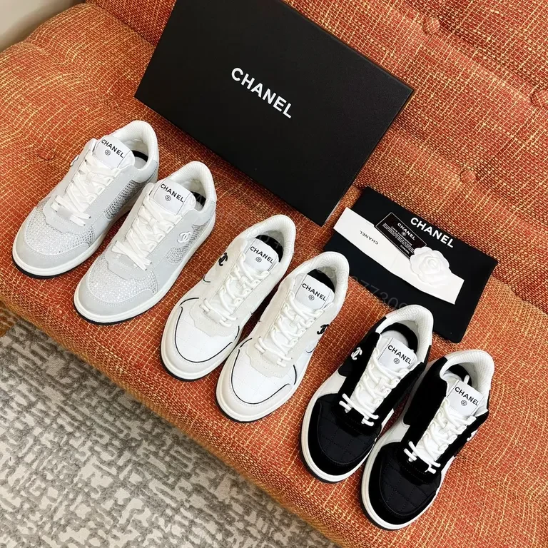View 4 of Chanel-Inspired Quilted Knit Sneakers: Luxury Comfort