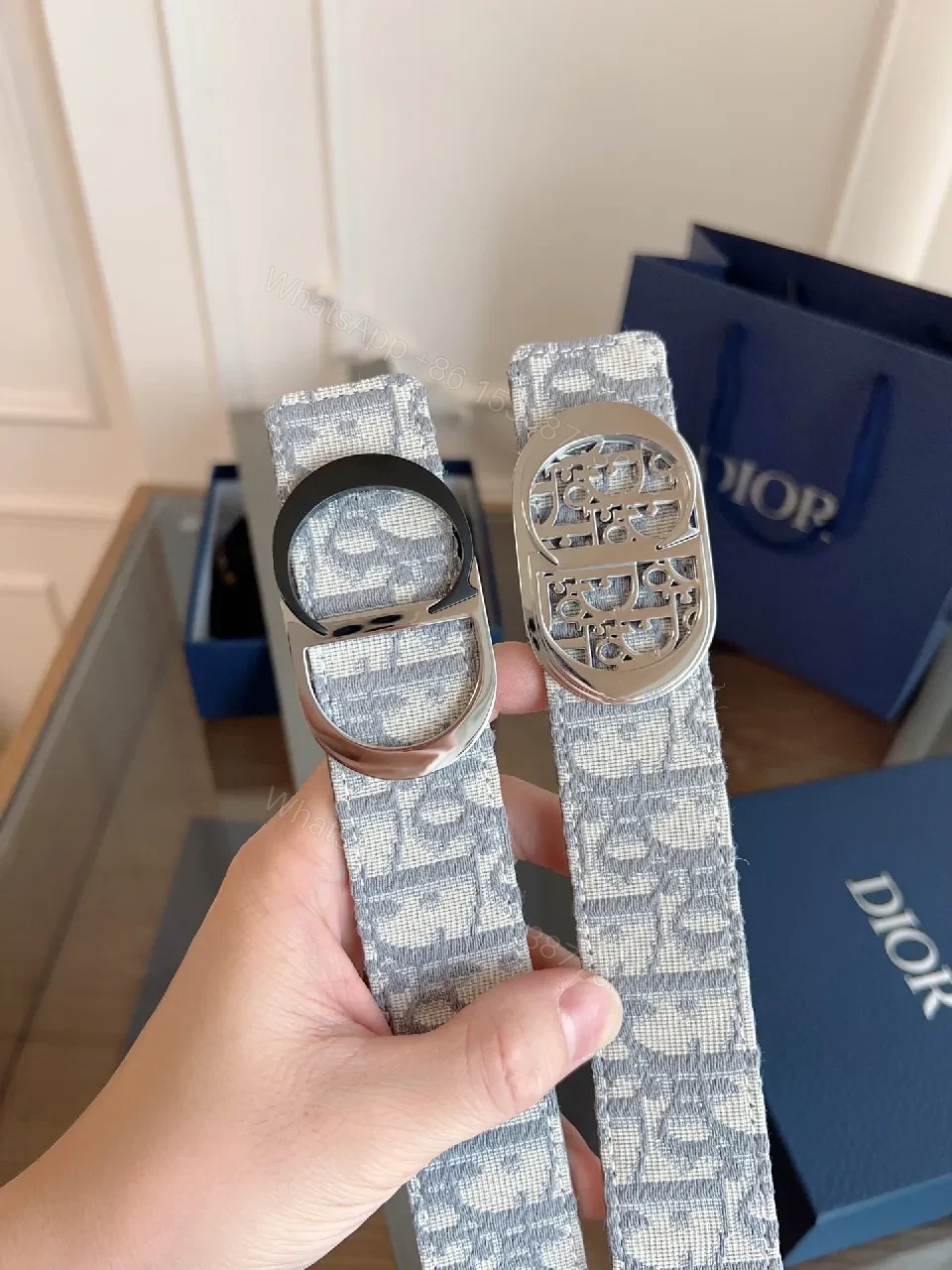View 2 of Textured Texture Belt with Signature Hardware, ModernLuxury Belt