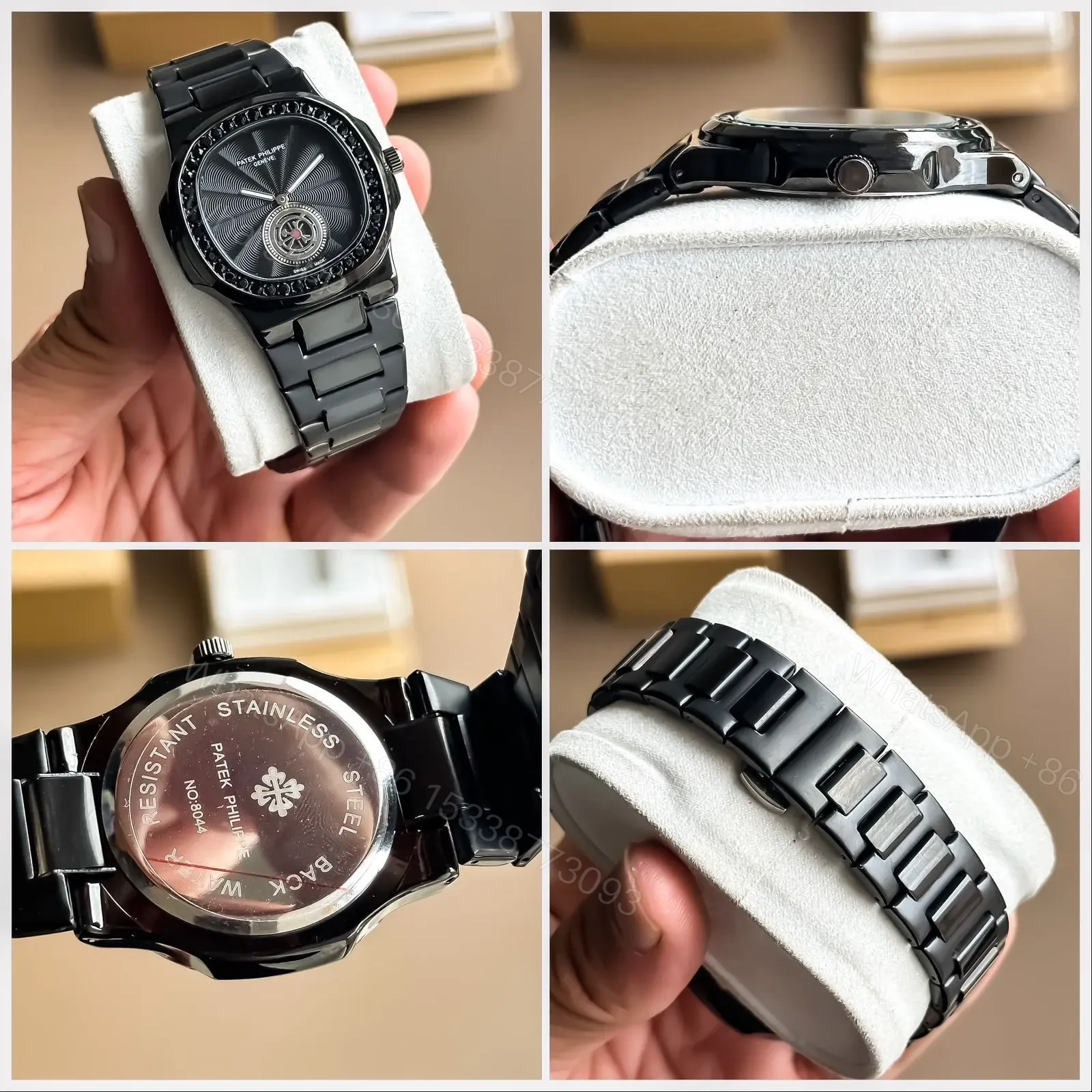 View 4 of Patek Phillipe Nautilus Full Black # Patek Phillipe # Men?s # Model: Nautilus Features:- > MATERIAL ? Stainless Steel