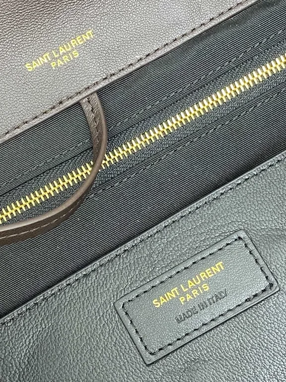 View 4 of Rich Espresso Leather Crossbody â€” Quilted, YSL-Style Gold Chain Bag