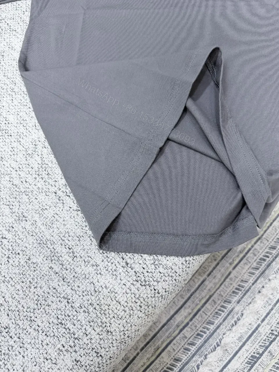 View 2 of Gray Embossed Cotton-Blend Tee – Minimalist Luxe, All-Day Comfort