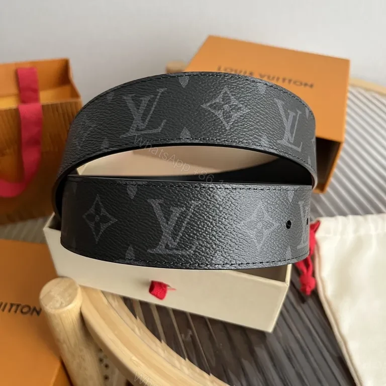 View 5 of Refined LV Monogram Belt with Signature Buckle - Luxury Leather Belt