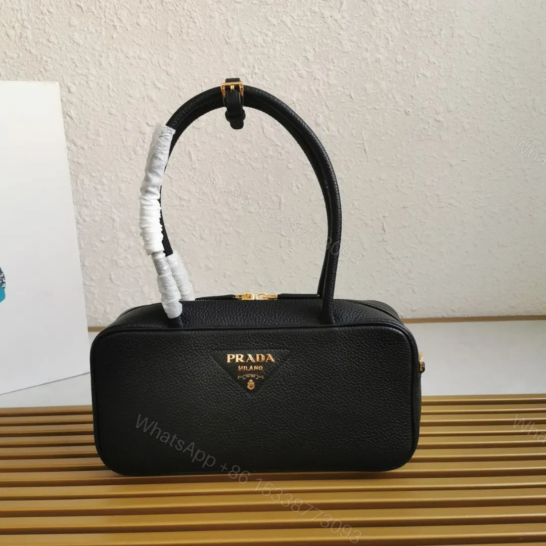 Prada Medium Leather Top-Handle Bag in Black — view 1