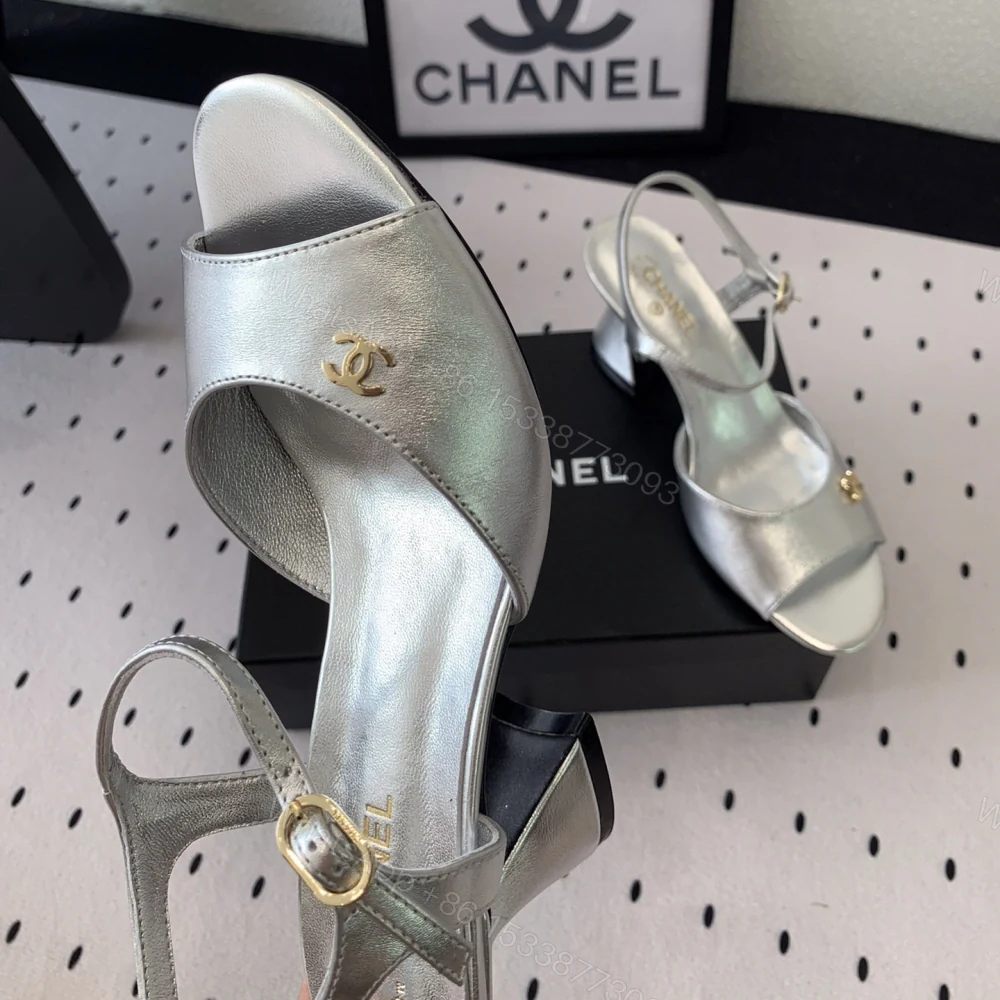 View 5 of 高仿Chanel*G45723D魚嘴高踭鞋漆皮銀色5.5CM免檢版