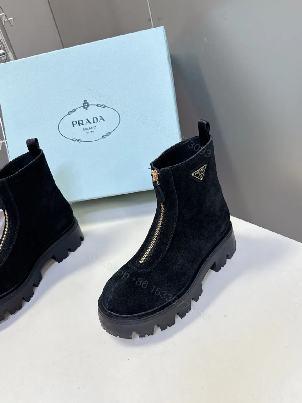 View 3 of Black Suede Boots with Gold Zip Detail – Modern Edge Comfort