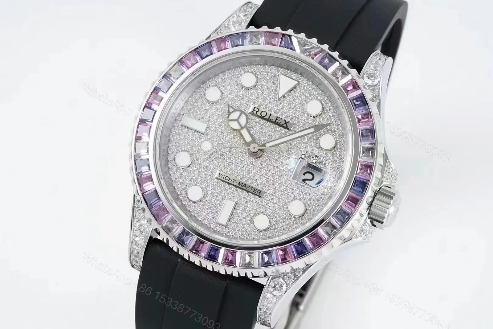 View 2 of GM Factory Clean Factory Rolex Yacht-Master Platinum Black Rubber