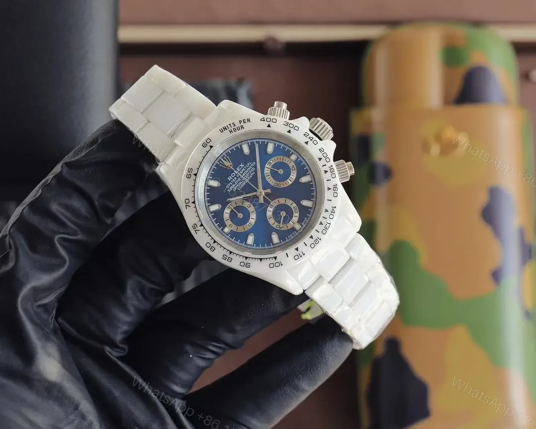 View 2 of Premium blue ceramic daytona replica 40MM White Ceramic Edition RG-DAYTONA-WHITE-CERAMIC-BLUE
