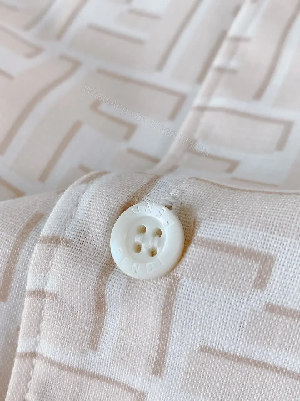 View 10 of Off-White Beige Embossed Geometric Polo Shirt - Short Sleeve, Relaxed Fit