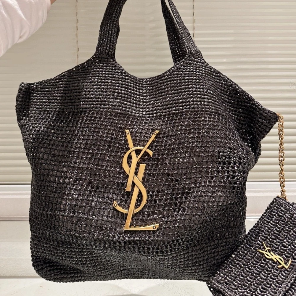 View 2 of Saint Laurent Icare In Raffia Black 45Cm 772191GAAFM1000