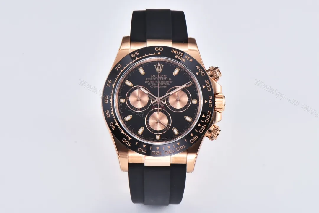 Clean Factory Clean Rose Gold Daytona Black Dial Watch — view 1