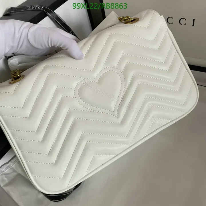 View 11 of Small Gucci GG Marmont Chain Bag in White Chevron Leather 987654