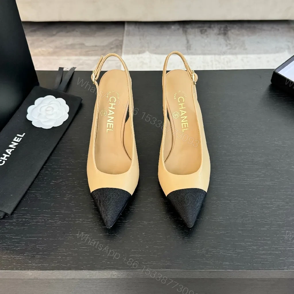 Two-Tone Pointed-Toe Slingbacks: Luxe Comfort — view 1