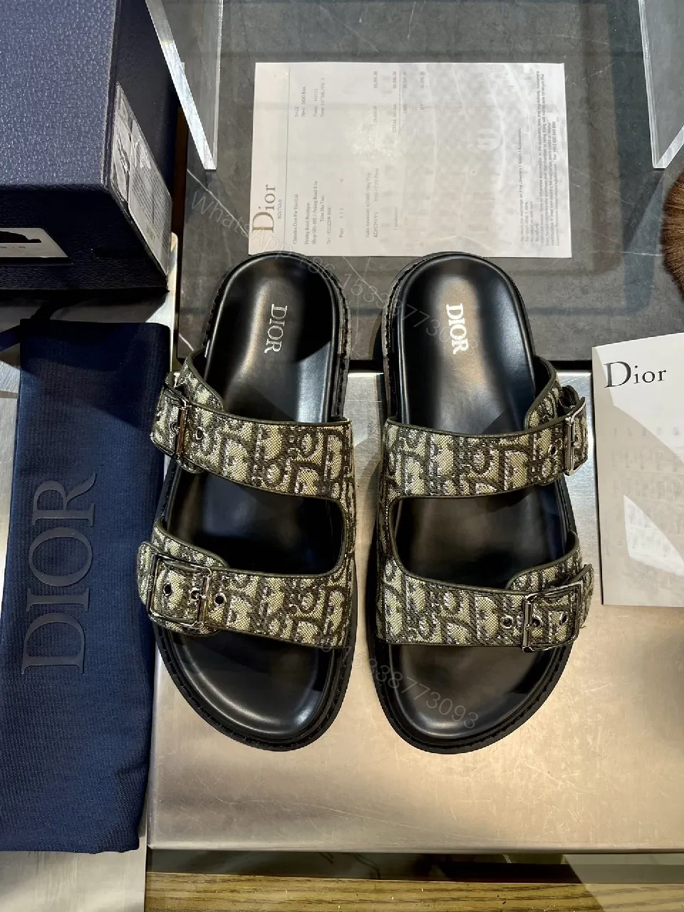 View 7 of Gold-Threaded Monogram Sandals: Effortless Luxe Footwear