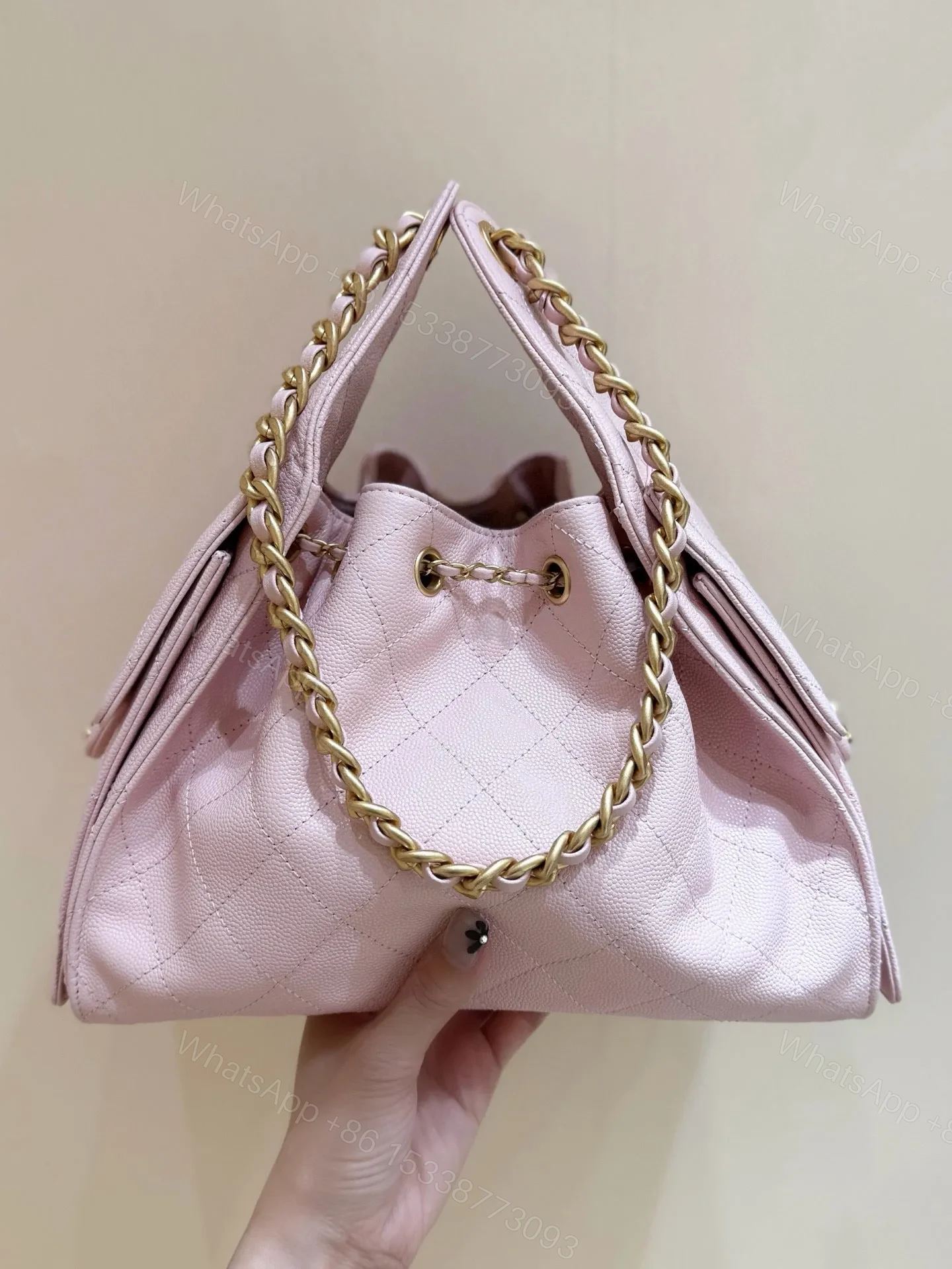 View 6 of CHANEL 25 HANDBAG IN PASTEL PINK WITH GOLD HARDWARE