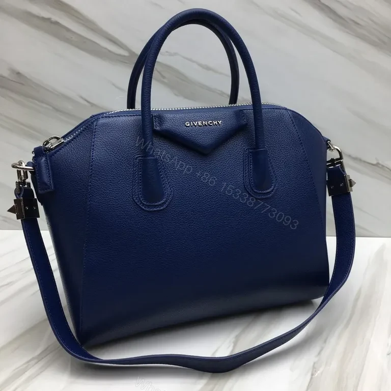 View 3 of Navy Pebbled Leather Structured Carryall â€” Premium, Versatile, Elegant