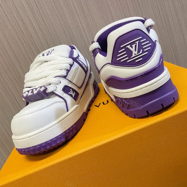 View 9 of Boldly Refined LV-Inspired Sneaker: White & Violet, All-Day Comfort