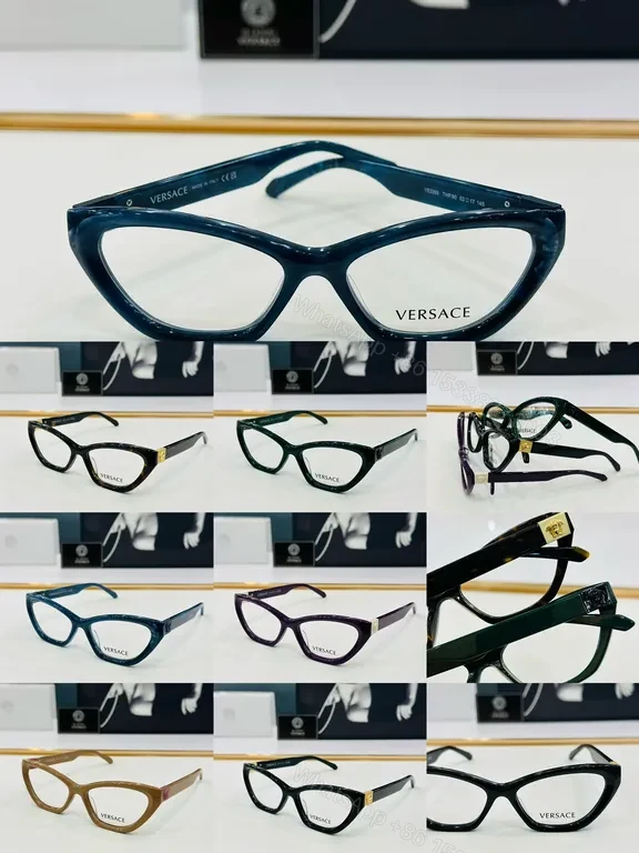 View 6 of Chic Versace Cat-Eye Frames: Luxe Gold Accent Eyewear