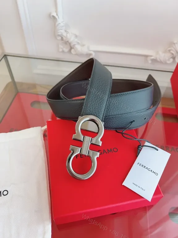 View 6 of Bold Leather Belt with Interlocking Hardware