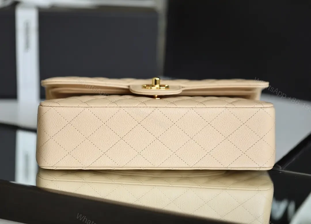 View 5 of Soft Satin Quilted Flap Bag: Timeless Everyday Luxe, Beige