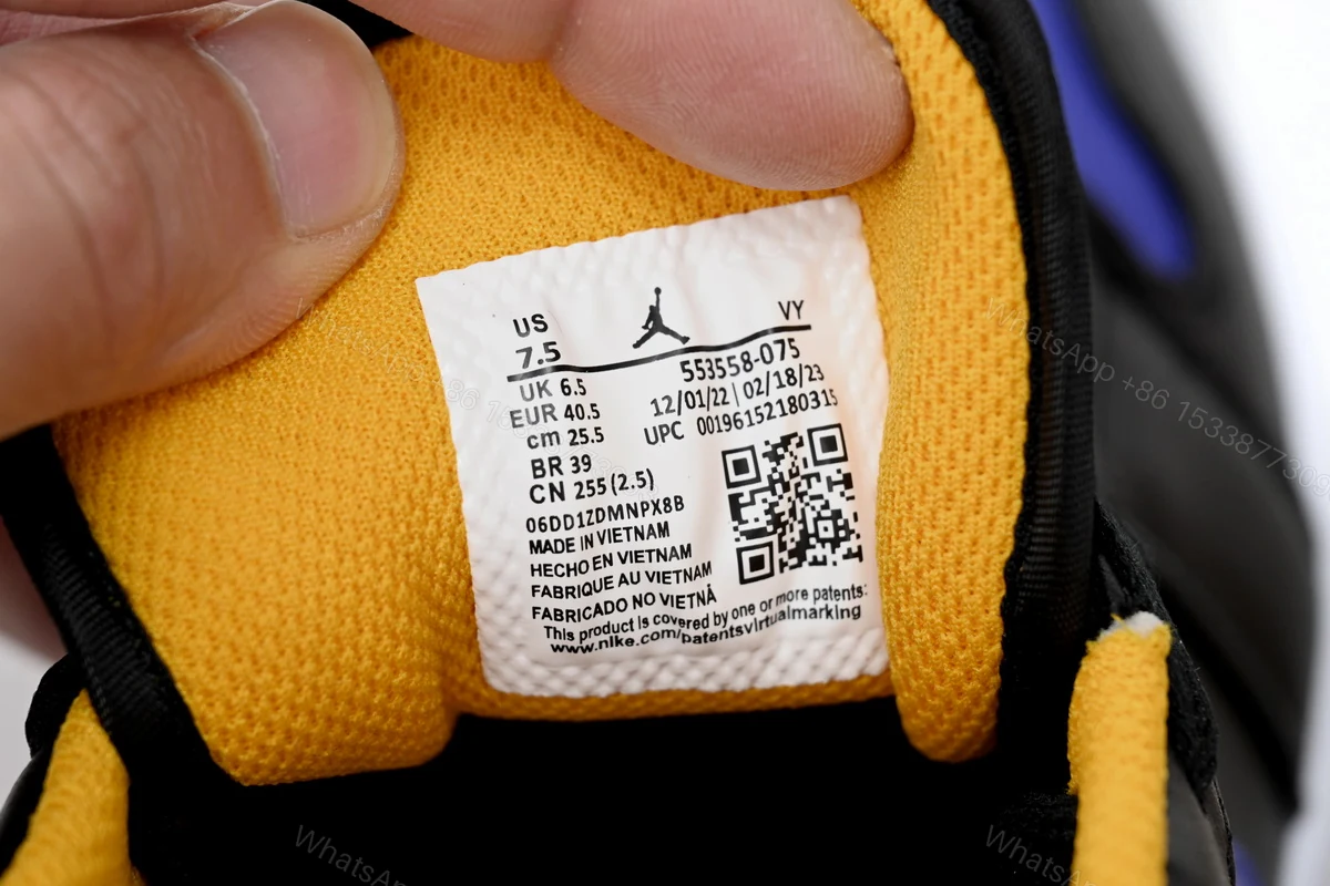 View 5 of Air Jordan aj1 Low Black Purple Yellow 553558-075