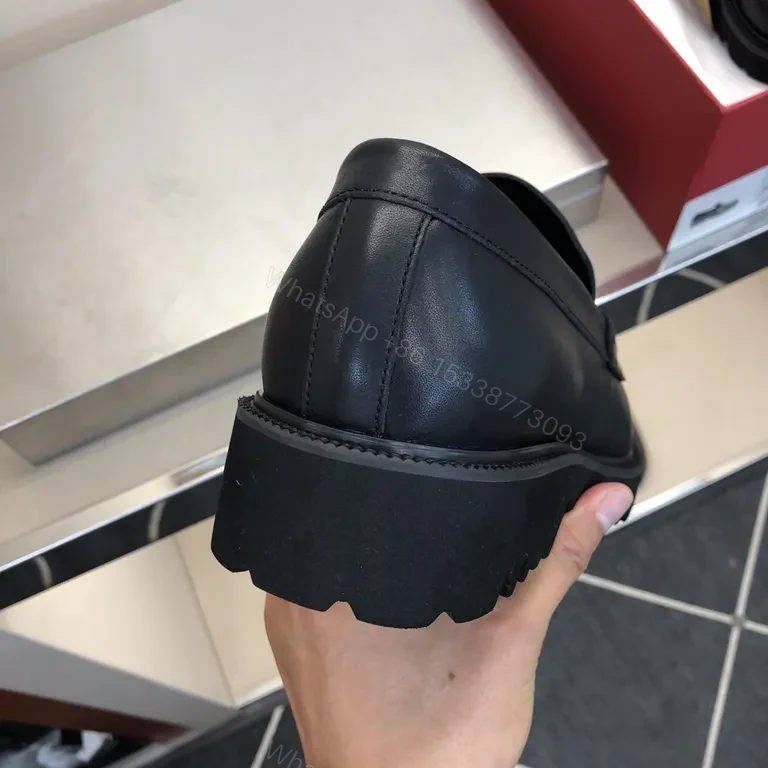 View 8 of Black Leather Valentino Loafers - Signature Hardware, All-Day Comfort