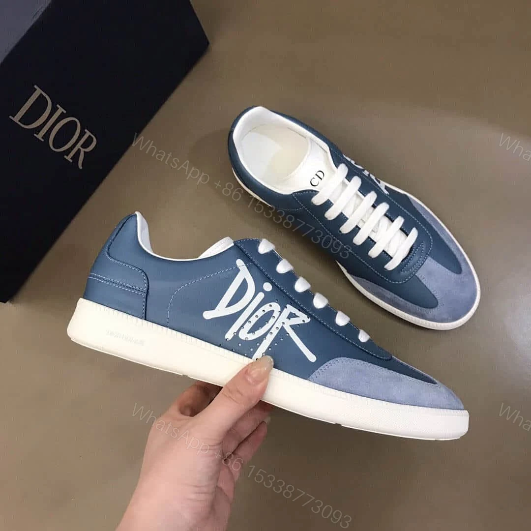 View 6 of DIOR B01 SNEAKER BLUE SMOOTH CALFSKIN AND SUEDE WITH DIOR AND SHAWN SIGNATURE – CD57