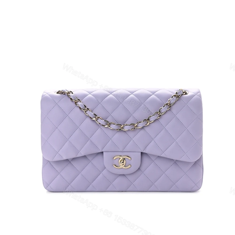 CHANEL MEDIUM CLASSIC DOUBLE FLAP PURPLE GOLD HARDWARE 25CM — view 1