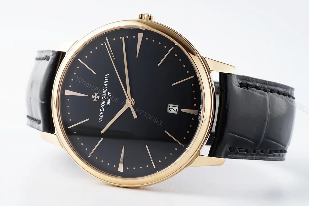 View 6 of PPF Factory Vacheron Constantin Patrimony 85180 Series Watch – Black Dial, Rose Gold Case, Black Leather Strap