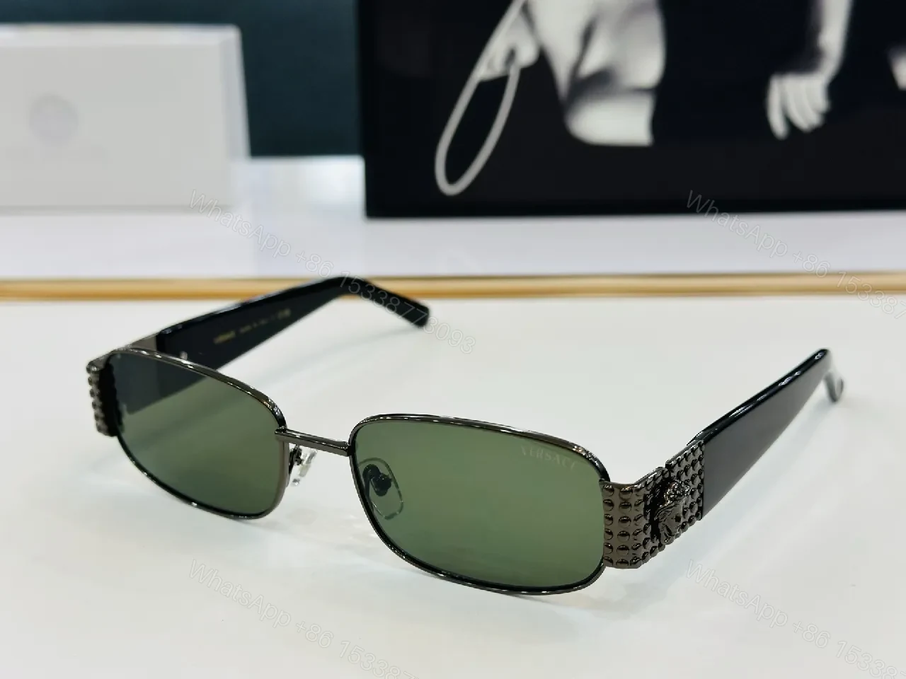View 4 of Bold Rim Sunglasses: Luxe Metal Frames with Studded Detailing