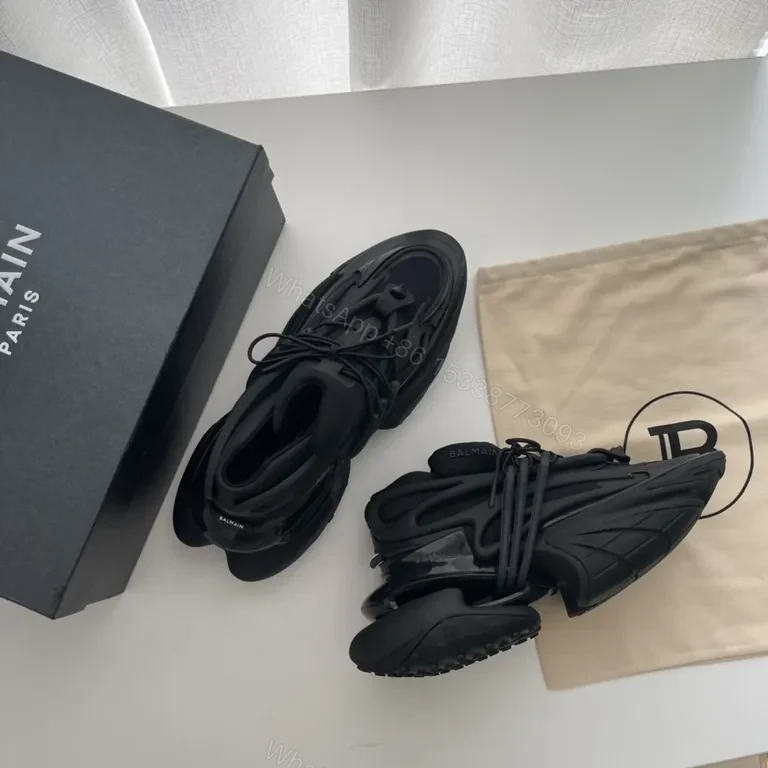 View 2 of Bold Black Balmain High-Top Sneakers: Sculpted Comfort