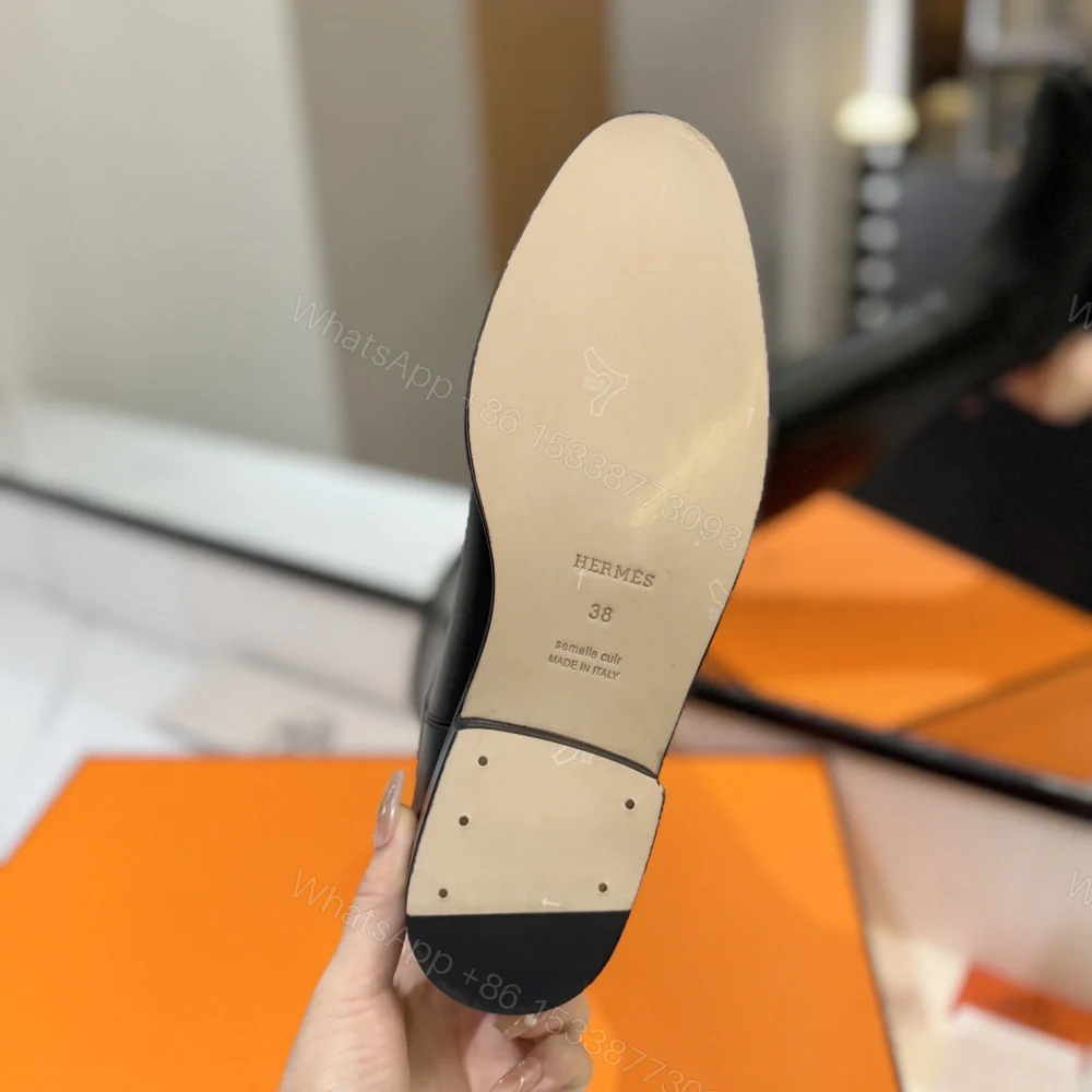 View 9 of 高仿Hermes*H042138Z01小牛皮高筒靴黑色免檢版