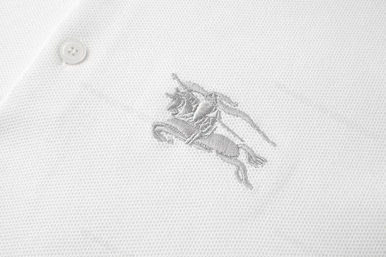 View 3 of White Mesh Polo Shirt, Lightweight, Burberry Horse Crest Polo