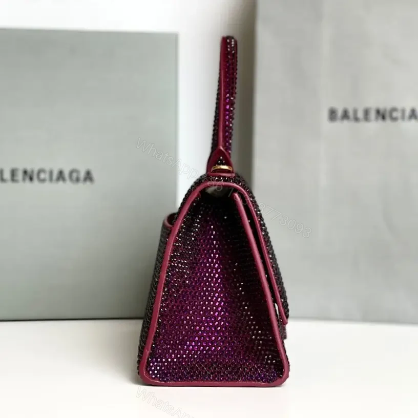 View 8 of 高仿Balenciaga*Hourglass系列沙漏包滿鑽紫色S
