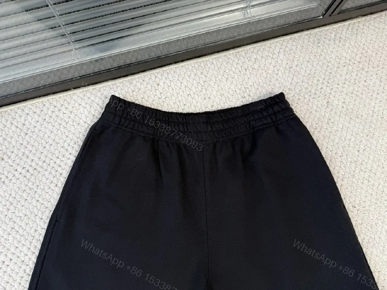View 4 of Black Cotton Shorts, Classic, Burberry Logo Embroidery