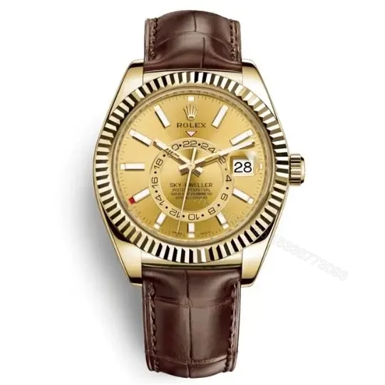 Best Replica Rolex Sky-Dweller Gold with Leather Strap — view 1