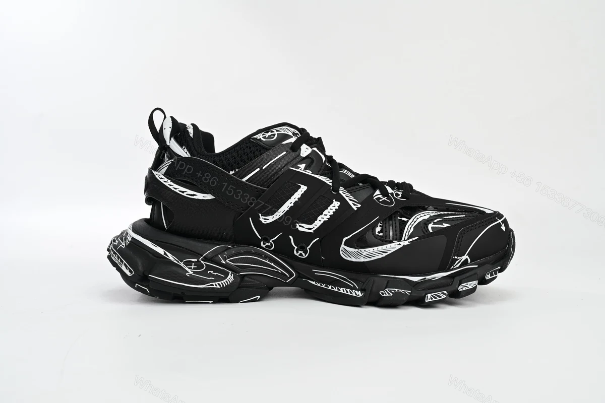 View 5 of Balenciaga Track Black Black-And-White Painting 542023 W3SR2 2315